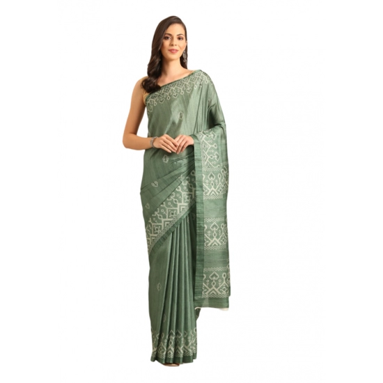 Generic Women's Cotton Printed Saree With Unstitched Blouse 5.5Mtr (Green) Generic Women's Cotton Printed Saree With Unstitched Blouse 5.5Mtr (Green)