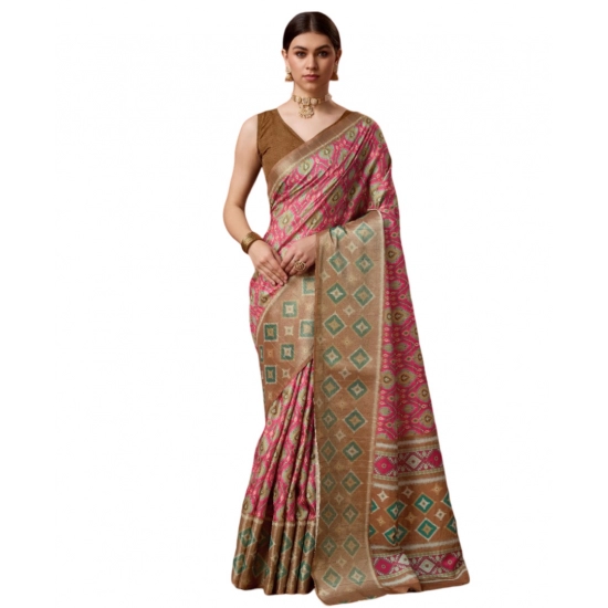 Generic Women's Cotton Printed Saree With Unstitched Blouse 5.5Mtr (Pink) Generic Women's Cotton Printed Saree With Unstitched Blouse 5.5Mtr (Pink)
