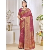Generic Women's Silk Printed Saree With Unstitched Blouse 5.5Mtr (Pink)