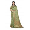 Generic Women's Organza Woven Design Saree With Unstitched Blouse 5.5Mtr (Green)