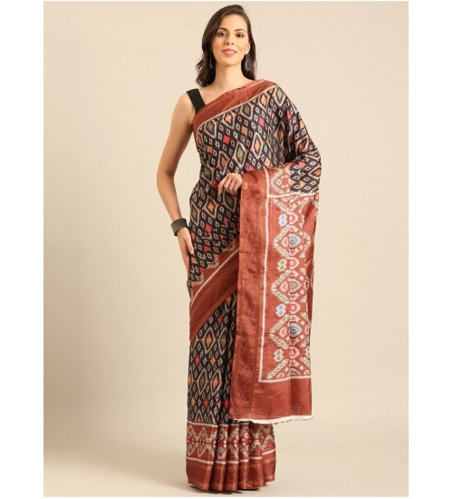 Generic Women's Cotton Printed Saree With Unstitched Blouse 5.5Mtr (Multicolor)