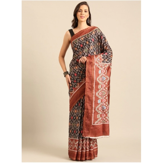Generic Women's Cotton Printed Saree With Unstitched Blouse 5.5Mtr (Multicolor)