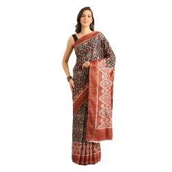 Generic Women's Cotton Printed Saree With Unstitched Blouse 5.5Mtr (Multicolor)