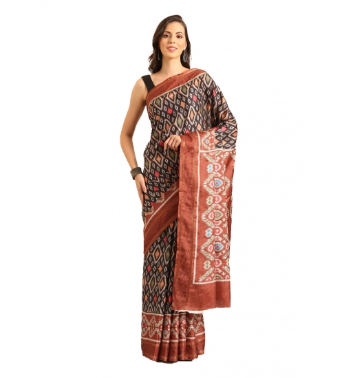 Generic Women's Cotton Printed Saree With Unstitched Blouse 5.5Mtr (Multicolor)