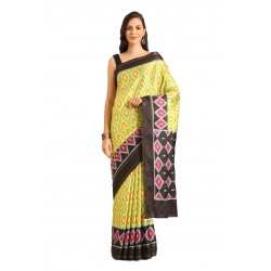 Generic Women's Cotton Printed Saree With Unstitched Blouse 5.5Mtr (Yellow)
