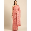 Generic Women's Cotton Printed Saree With Unstitched Blouse 5.5Mtr (Peach)