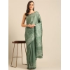 Generic Women's Cotton Printed Saree With Unstitched Blouse 5.5Mtr (Green)