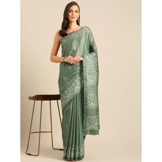 Generic Women's Cotton Printed Saree With Unstitched Blouse 5.5Mtr (Green) Generic Women's Cotton Printed Saree With Unstitched Blouse 5.5Mtr (Green)