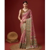 Generic Women's Cotton Printed Saree With Unstitched Blouse 5.5Mtr (Pink)