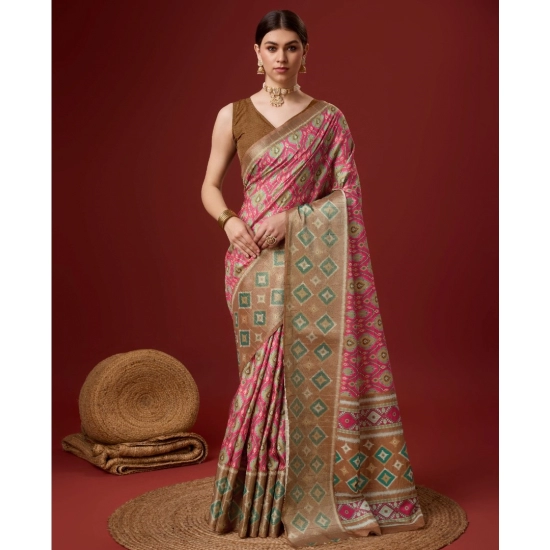 Generic Women's Cotton Printed Saree With Unstitched Blouse 5.5Mtr (Pink) Generic Women's Cotton Printed Saree With Unstitched Blouse 5.5Mtr (Pink)