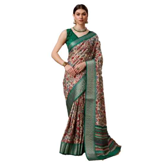 Generic Women's Cotton Printed Saree With Unstitched Blouse 5.5Mtr (Green) Generic Women's Cotton Printed Saree With Unstitched Blouse 5.5Mtr (Green)