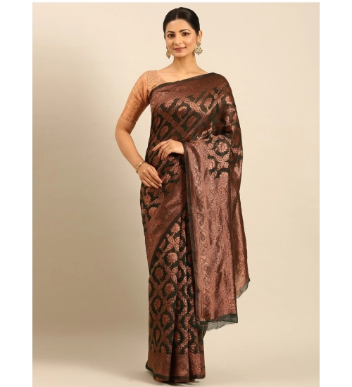 Generic Women's Cotton Woven Design Saree With Unstitched Blouse 5.5Mtr (Green)