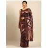 Generic Women's Cotton Woven Design Saree With Unstitched Blouse 5.5Mtr (Navy-Blue)