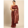 Generic Women's Cotton Woven Design Saree With Unstitched Blouse 5.5Mtr (Wine)
