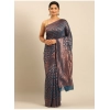 Generic Women's Cotton Woven Design Saree With Unstitched Blouse 5.5Mtr (Light-Blue)