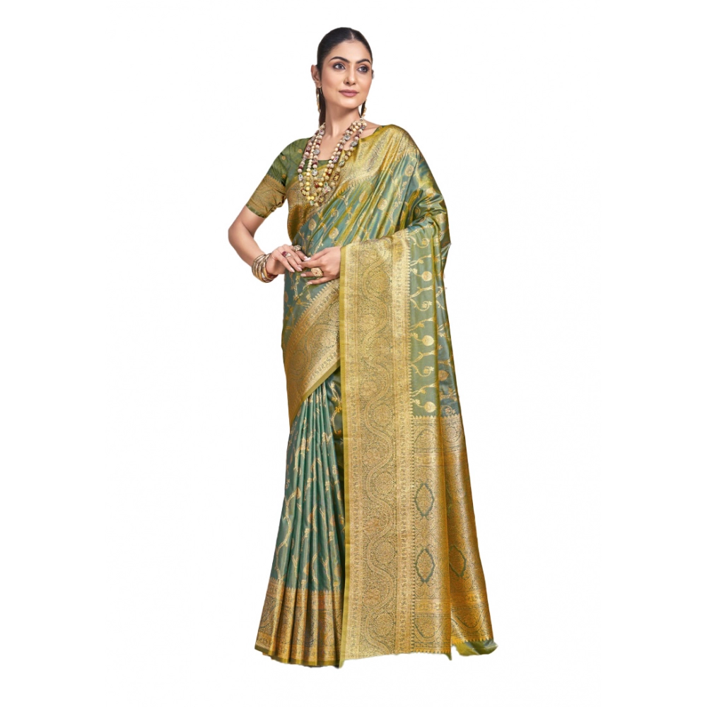 Generic Women's Silk Printed Saree With Unstitched Blouse 5.5Mtr (Green) Generic Women's Silk Printed Saree With Unstitched Blouse 5.5Mtr (Green)
