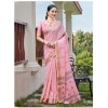 Generic Women's Cotton Printed Saree With Unstitched Blouse 5.5Mtr (Pink)