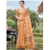 Generic Women's Cotton Printed Saree With Unstitched Blouse 5.5Mtr (Orange)