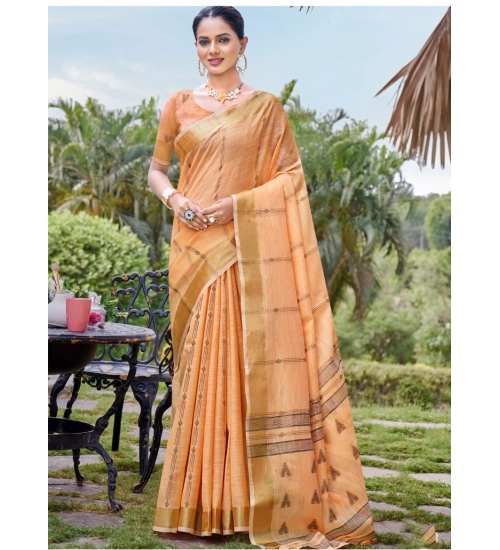 Generic Women's Cotton Printed Saree With Unstitched Blouse 5.5Mtr (Orange) Generic Women's Cotton Printed Saree With Unstitched Blouse 5.5Mtr (Orange)
