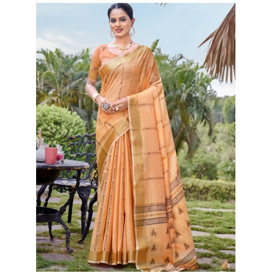 Generic Women's Cotton Printed Saree With Unstitched Blouse 5.5Mtr (Orange) Generic Women's Cotton Printed Saree With Unstitched Blouse 5.5Mtr (Orange)