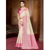Generic Women's Cotton Woven Design Saree With Unstitched Blouse 5.5Mtr (Pink)