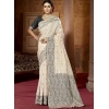 Generic Women's Cotton Woven Design Saree With Unstitched Blouse 5.5Mtr (Cream)