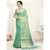 Generic Women's Organza Woven Design Saree With Unstitched Blouse 5.5Mtr (Green)