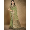 Generic Women's Organza Woven Design Saree With Unstitched Blouse 5.5Mtr (Green)