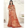 Generic Women's Organza Woven Design Saree With Unstitched Blouse 5.5Mtr (Brown)