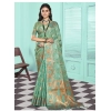 Generic Women's Organza Woven Design Saree With Unstitched Blouse 5.5Mtr (Green)