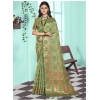 Generic Women's Organza Woven Design Saree With Unstitched Blouse 5.5Mtr (Green)
