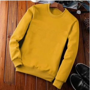 Generic Men's Casual Fleece Solid Round Neck Long Sleeves Sweatshirt (Orange)