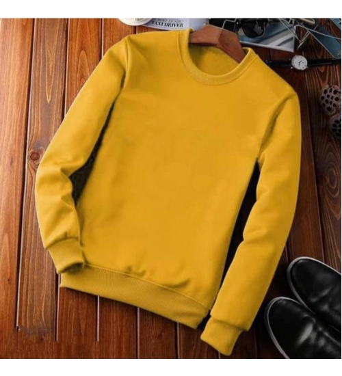Generic Men's Casual Fleece Solid Round Neck Long Sleeves Sweatshirt (Orange)