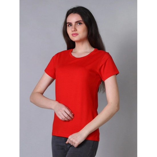 Generic Women's Cotton Blended Solid U-Neck Half Sleeve T-Shirt (Red) Generic Women's Cotton Blended Solid U-Neck Half Sleeve T-Shirt (Red)