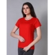 Generic Women's Cotton Blended Solid U-Neck Half Sleeve T-Shirt (Red) Generic Women's Cotton Blended Solid U-Neck Half Sleeve T-Shirt (Red)