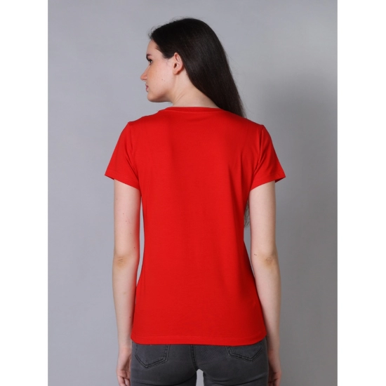 Generic Women's Cotton Blended Solid U-Neck Half Sleeve T-Shirt (Red) Generic Women's Cotton Blended Solid U-Neck Half Sleeve T-Shirt (Red)