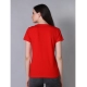 Generic Women's Cotton Blended Solid U-Neck Half Sleeve T-Shirt (Red) Generic Women's Cotton Blended Solid U-Neck Half Sleeve T-Shirt (Red)