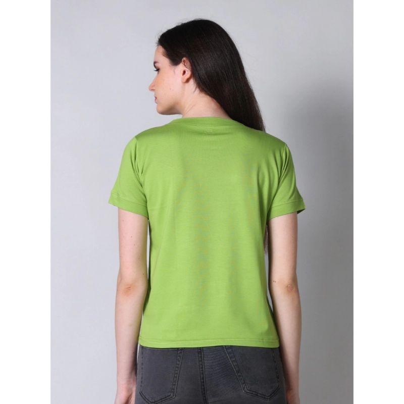 Women's Cotton Blended Solid Round Neck Half Sleeve T-Shirt (Green)