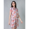 Generic Women's Cotton Blended Printed Round Neck Half Sleeve Top - Shorts Set (Red)