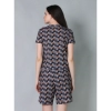 Generic Women's Cotton Blended Printed Round Neck Half Sleeve Top - Shorts Set (Blue-Brown)