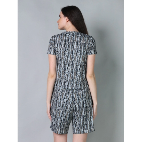 Generic Women's Cotton Blended Printed Round Neck Half Sleeve Top - Shorts Set (Multicolor)