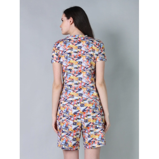 Generic Women's Cotton Blended Printed Round Neck Half Sleeve Top - Shorts Set (Multicolor)