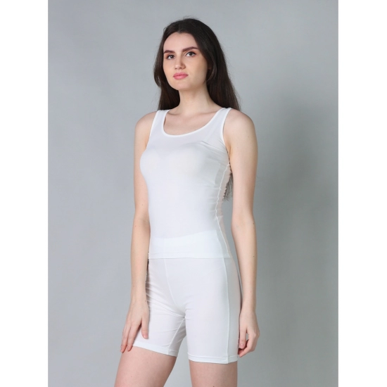 Generic Women's Cotton Blended Solid Stretchable Camisole (White)
