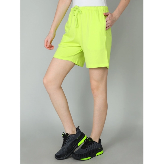 Generic Women's Cotton Solid Above Knee Shorts (Neon-Green)