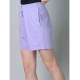 Generic Women's Cotton Solid Above Knee Shorts (Lavender)