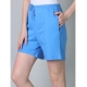 Generic Women's Cotton Solid Above Knee Shorts (Light-Blue)