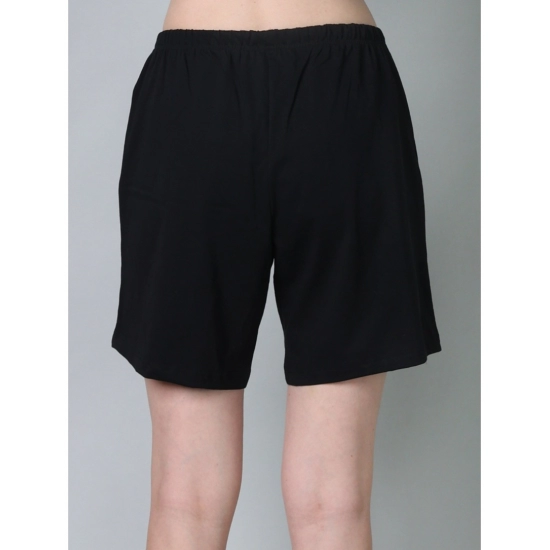 Generic Women's Cotton Solid Above Knee Shorts (Black)