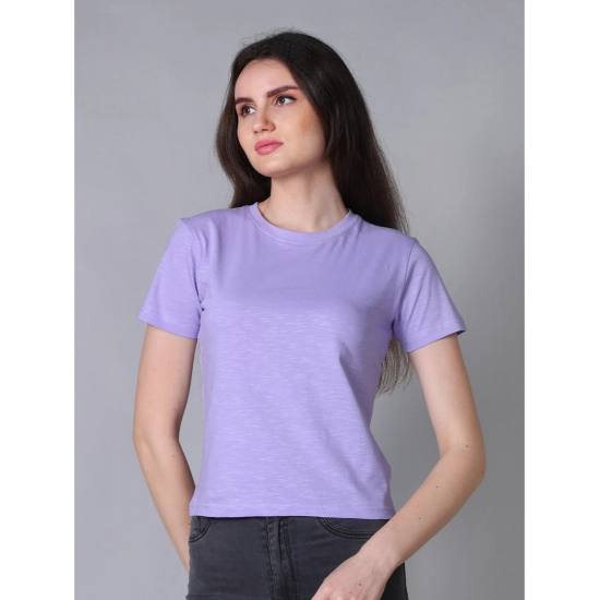 Generic Women's Cotton Solid Closure Neck Half Sleeve T-Shirt (Lavender)