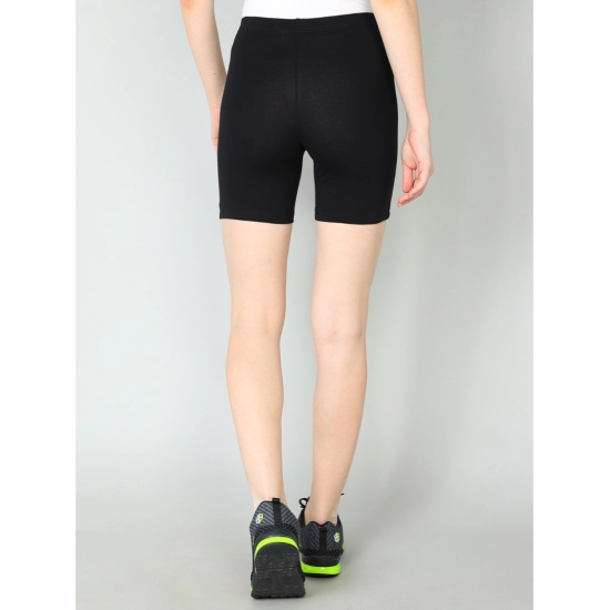 Generic Women's Cotton Blended Solid Above Knee Sports Shorts (Black) Generic Women's Cotton Blended Solid Above Knee Sports Shorts (Black)