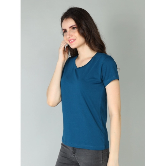 Generic Women's Cotton Blended Solid Sweetheart Half Sleeve T-Shirt (Blue) Generic Women's Cotton Blended Solid Sweetheart Half Sleeve T-Shirt (Blue)